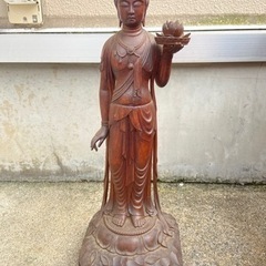 骨董　アンティーク　レトロ　昭和初期　木彫　観世音菩薩　