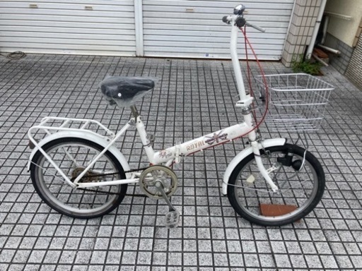 【20インチ折りたたみ】前カゴ付　変速なし前タイヤ、サドル新品❗️鍵付　スペアキーあり　カラーワイヤーアウター使用❗️若林自転車　浜大津店　SALE中❗️