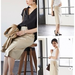GALLARDAGALANTE NAVY サテンポケットタイトスカート