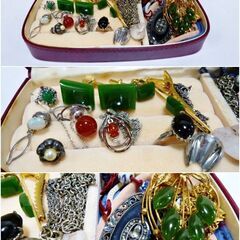 まとめて　アクセサリーセット　いろいろ多数　おしゃれ　ファッション　小物　装飾品　ネックレス　指輪　イヤリング　ブローチ　ケース付の画像
