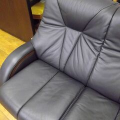3人掛けソファ 冨士ファニチア L5380S 本革 ブラック系 フジ