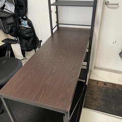 【無料】ラック付きデスク ブラウン 机
