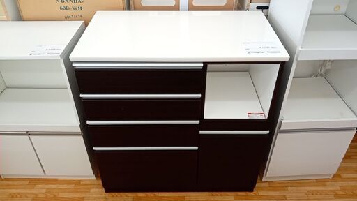 ★ジモティ割あり★  レンジ台 ダークブラウン H94×D50.5×W89.5 クリーニング済み YJ519