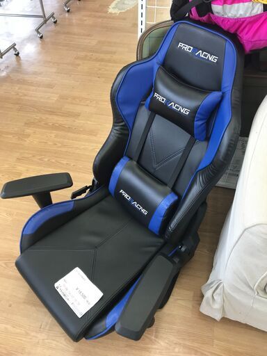 ★ジモティ割あり★  ゲーミングチェア 黒×青 H86×W65×D70 クリーニング済み KJ2715