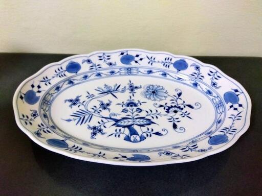 マイセン（Meissen）、ブルーオニオン
、楕円皿、素人採寸ですが縦:約25cm✕横:約36cm✕高さ:約5cm　