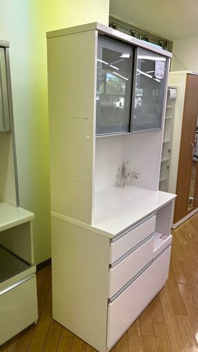 ★ジモティ割あり★  レンジボード 白 H190×D50×W89 クリーニング済み TK012