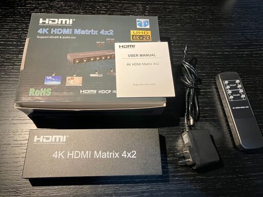 FERRISA 4K HDMI マトリックス セレクター 4入力2出力 音声分離器（光デジタル・オーディオ分離）HDMI スイッチャー スプリッター EDID 4K x 2K 3D 1080P対応 手動切り替え リモコン付き PS5 PS3/4 Fire TV Apple TV DVD Blu-ray Player用