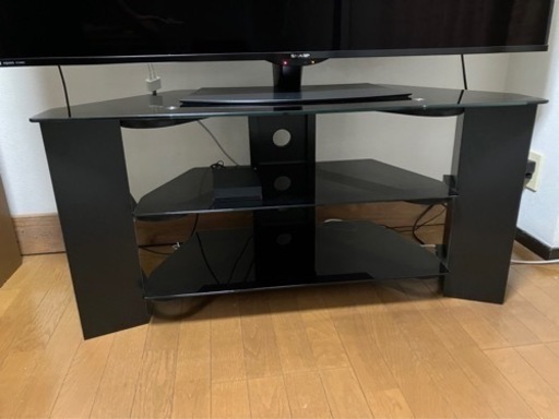 テレビ台　黒　ガラス棚　コーナー用棚