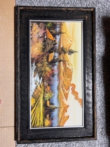 【引き取り限定】絵画　油絵　阿蘇山　風景画