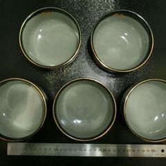 和食器 九谷泉峯 11㎝ 小鉢 蝶 黒 金 5個セットの画像
