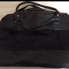 牛革トート　黒バック　ハラコ素材　革バック　牛皮　バックの画像