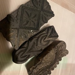 インド　民芸品　木彫りのスタンプ