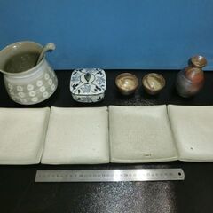 和食器 三島あら入れ+小物入れ+とっくりおちょこ+四角皿 9個セット