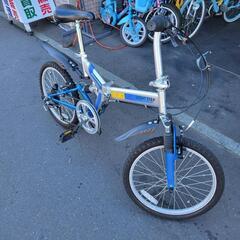 自転車 中古 折りたたみ 20インチ 6段変速 シルバー サスペ...