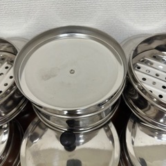新品未使用ステンレス蒸籠本体10個＋蓋10個セットの画像