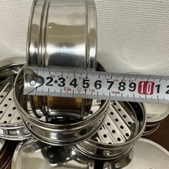 新品未使用ステンレス蒸籠本体10個＋蓋10個セットの画像