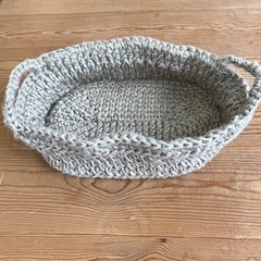 【新品】麻手編み収納かご① 猫ベッドの画像