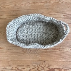 【新品】麻手編み収納かご① 猫ベッドの画像