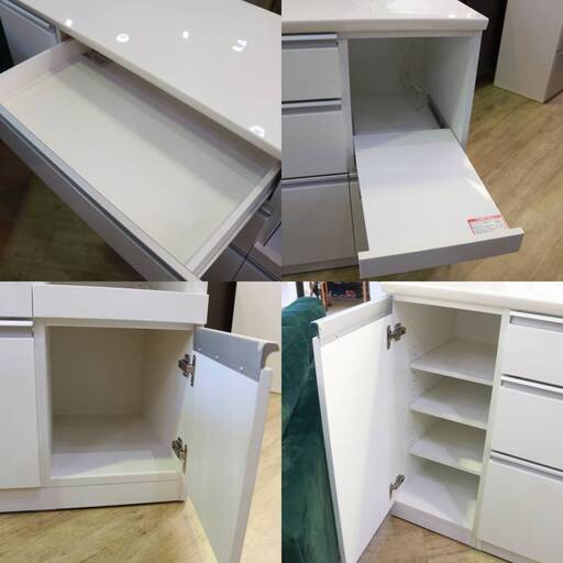【かながわpay可】297)ニトリ キッチンカウンター 食器棚 W150cm キッチンボード ホワイト