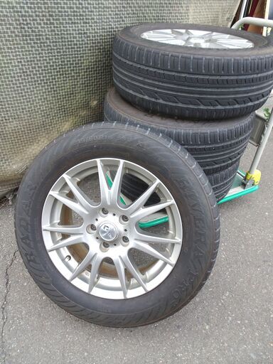◆タイヤアルミホイールセット◆2019年製 215/60R16 16×6.5J 5×114.3 残り溝約5.7mm 傷多め 夏タイヤ 中古