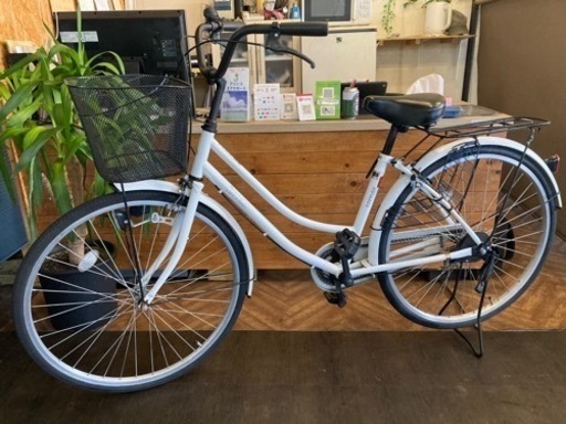【後輪タイヤ・後輪チューブ新品！】26インチ自転車　ホワイト　名古屋プレミアム商品券×金鯱マネー