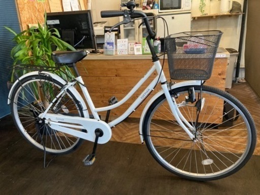 【後輪タイヤ・後輪チューブ新品！】26インチ自転車　ホワイト　名古屋プレミアム商品券×金鯱マネー