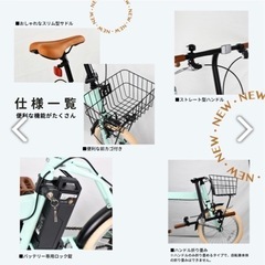 【超軽量新モデル】チョイノリ電動アシスト自転車 16インチBM-MIS16Dの画像
