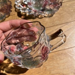 SOGA 曽我ガラス　ティーセット　カップ　ソーサー　昭和レトロ　葡萄　グレープの画像