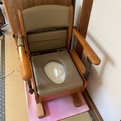 介護用ポータブルトイレ『さわやかチェアPT肘掛けはねあげ』の画像