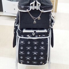 Mother Cart ペットキャリーカート 上下2段式 スカル柄 ブラック 収納