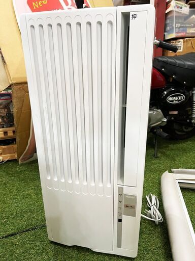 2021年式 Haier/ハイアール ルームエアコン(ウインド型) JA-16V 窓用ルームエアコン 工事不要 枠/リモコン付き 鉄骨7畳 木造4.5畳