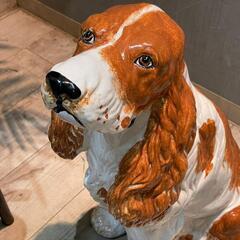 陶器　大きな　キャバリア？犬の陶器置物 大型キャバリア キング チャールズ スパニエル 犬 陶器 置物 - 中国の