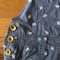 オーバーオール・サロペット・ロデオクラウンズ・ネイビー×白・ピースマーク刺繍・Sの画像