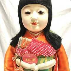 美品　市松人形　紫峰作 綸子総柄 日本人形　20号の画像