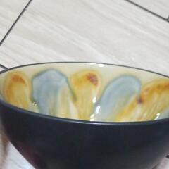 茶碗　大輪　花柄　イエローの画像