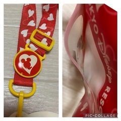 ミニーちゃん パスケース カードケース ネックストラップ付き 赤 ディズニーの画像