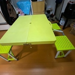 テーブル＆イス4脚一体型 アウトドアテーブル
