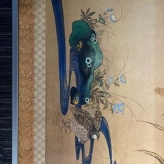 【根津】フレーム付アートポスター　池田孤邨　郡鶉図 framed art print Ikeda Koson Quail Millet Birdsの画像