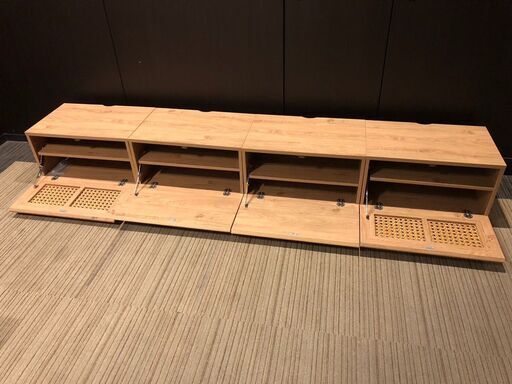 【展示品・未使用品】 テレビボード ラタン調 テレビ台 木製 スチール脚 組み換え可能 韓国インテリア 定価32,990円?自社配送時