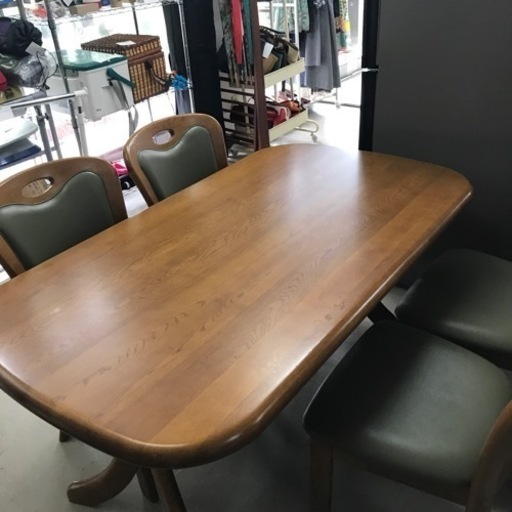 k2309-063浜本工芸ダイニングテーブルセット イス4脚付キズ汚れあり