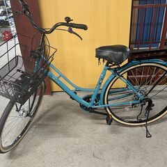 値下げ【美品】CARG 6段変速自転車 ターコイズ LEDオート...