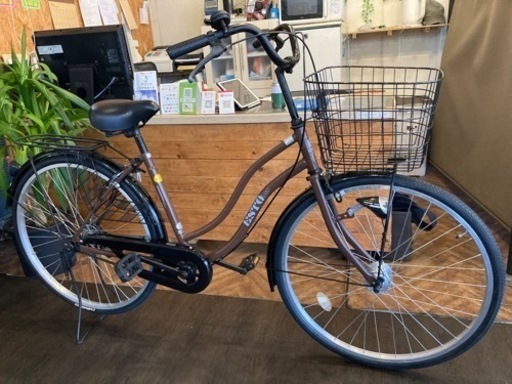 【美品！後輪タイヤ・後輪チューブ新品！】LEDオートライト　2−インチ自転車　ブラウン　名古屋プレミアム商品券×金鯱マネー参加店舗