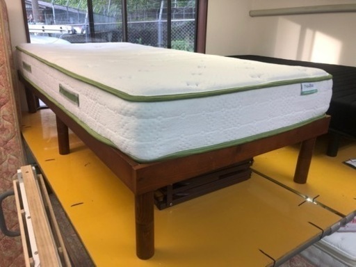 【リサイクルサービス八光】幅98㎝　ダークブラウン　木製シングルベッド