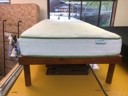 リサイクルサービス八光】幅98㎝ ダークブラウン 木製シングルベッド