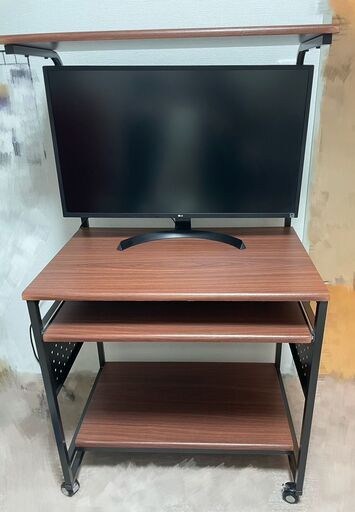 LOWYA ロウヤ パソコンデスク 棚付き 可動棚 幅75cm ブラウン