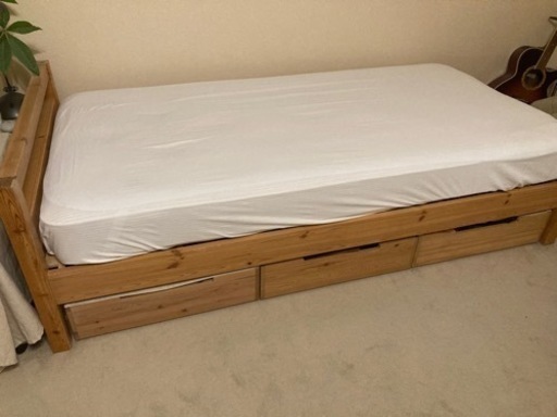 無印良品　MUJI パイン材　シングルベッド　ベッド下収納付き