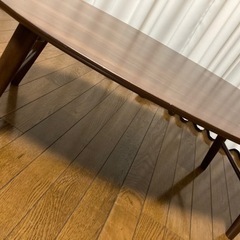 ローテーブル　折りたたみ　楕円　ブラウンの画像