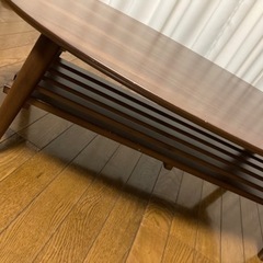 ローテーブル　折りたたみ　楕円　ブラウンの画像