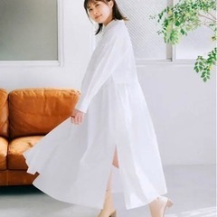 エドナ  切替 ギャザー ロング ワンピースの画像