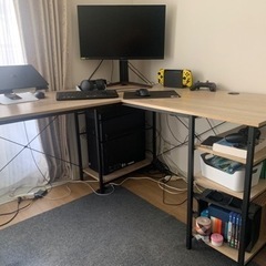 美品　傷なし　L型ワークデスクの画像
